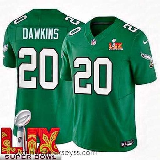 Exceptionally fashioned Philadelphia Eagles Brian Dawkins #20 Kelly Green 2024 2025 Super Bowl LIX F.U.S.E Stitched NFL Jersey