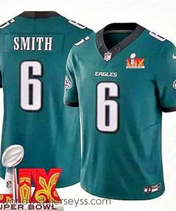 Superbly made Philadelphia Eagles DeVonta Smith #6 Green 2024 2025 Super Bowl LIX F.U.S.E Stitched NFL Jersey