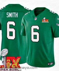 Exceptionally fashioned Philadelphia Eagles DeVonta Smith #6 Kelly Green 2024 2025 Super Bowl LIX F.U.S.E Stitched NFL Jersey