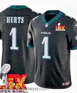 Exceptionally fashioned Philadelphia Eagles Jalen Hurts #1 Black 2024 2025 Super Bowl LIX F.U.S.E Stitched NFL Jersey