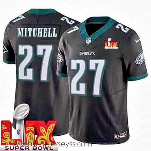 Exquisitely designed Philadelphia Eagles Quinyon Mitchell #27 Black 2024 2025 Super Bowl LIX F.U.S.E Stitched NFL Jersey