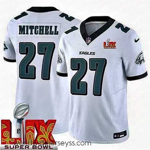 Exquisitely designed Philadelphia Eagles Quinyon Mitchell #27 White 2024 2025 Super Bowl LIX F.U.S.E Stitched NFL Jersey