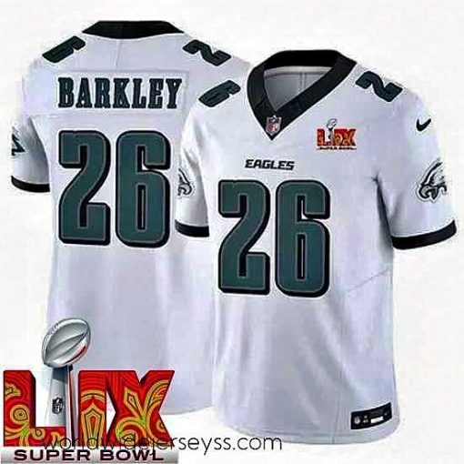 Exceptionally fashioned Philadelphia Eagles Saquon Barkley #26 White 2024 2025 Super Bowl LIX F.U.S.E Stitched NFL Jersey