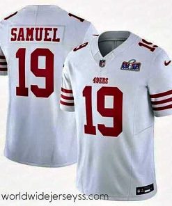 Superbly made San Francisco 49ers 19 Deebo Samuel White Throwback 2023 F.U.S.E  Vapor Untouchable Limited Stitched Football 2024 Super Bowl LVIII Jersey