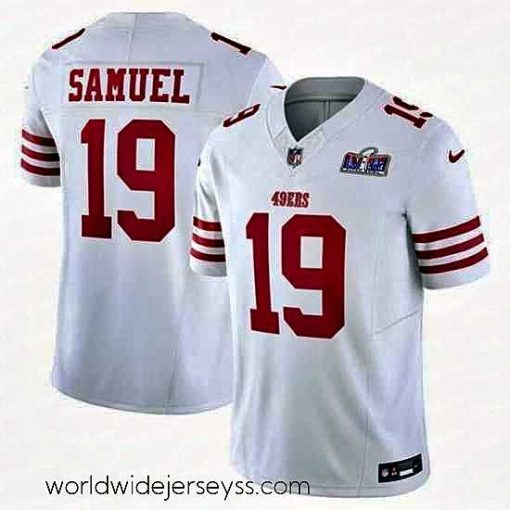 Superbly made San Francisco 49ers 19 Deebo Samuel White Throwback 2023 F.U.S.E  Vapor Untouchable Limited Stitched Football 2024 Super Bowl LVIII Jersey