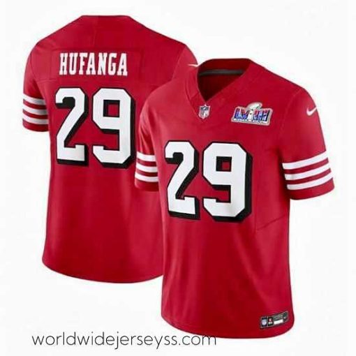 Exceptionally fashioned San Francisco 49ers 29 Talanoa Hufanga New Red 2023 F.U.S.E  Stitched Football 2024 Super Bowl LVIII Jersey