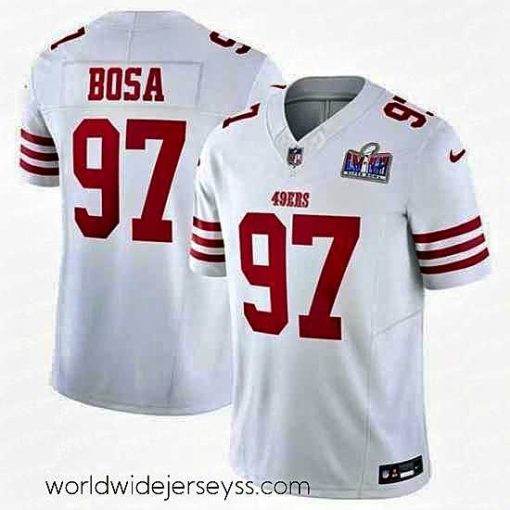 Marvelously styled San Francisco 49ers 97 Nick Bosa White 2023 F.U.S.E  Vapor Untouchable Limited Stitched Football 2024 Super Bowl LVIII Jersey